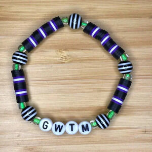 Beetlejuice inspired stretchy beaded friendship bracelet